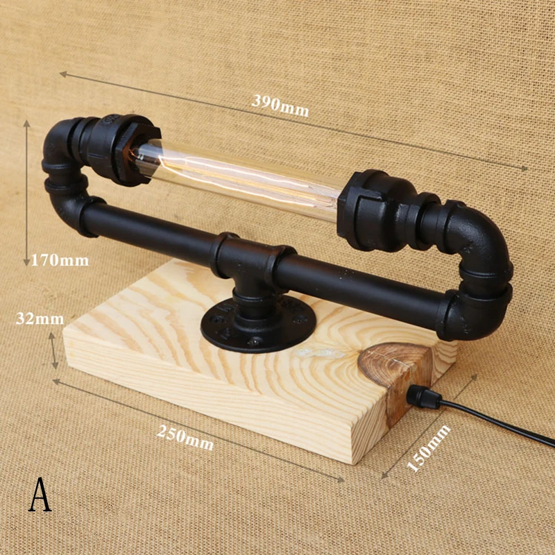 Современная промышленная деревянная настольная лампа с паровой трубкой в стиле