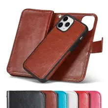 Remove Leather Case For iPhone 12 Pro Max 13 11 Magnetic Wallet Cover For iPhone 13 pro 12 Mini Classic Mobile Phone Bag Cases