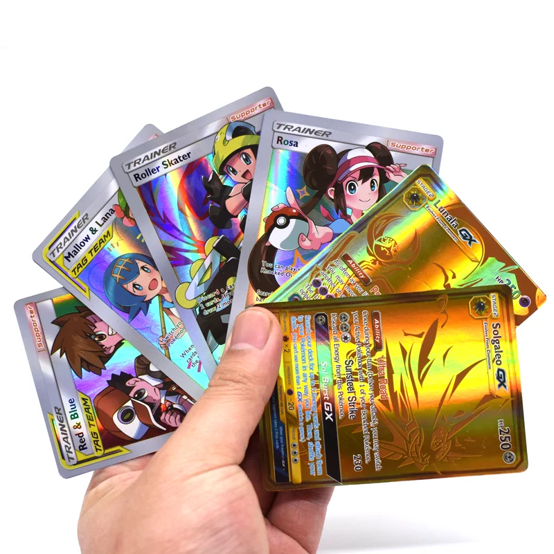 Cartas de Pok&eacute;mon GX TEAM Energy TCG para ni&ntilde;os, juego de mesa en ingl&eacute;s brillante sin repetici&oacute;n, 50 Uds.-2
