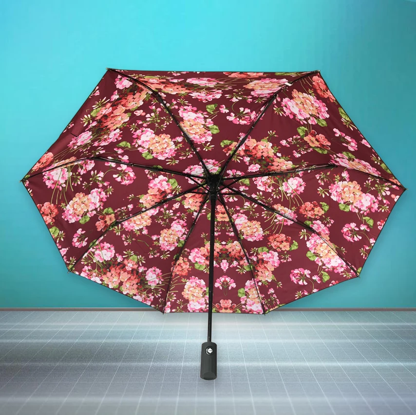 Складной автоматический зонт с черным покрытием для мужчин и женщин