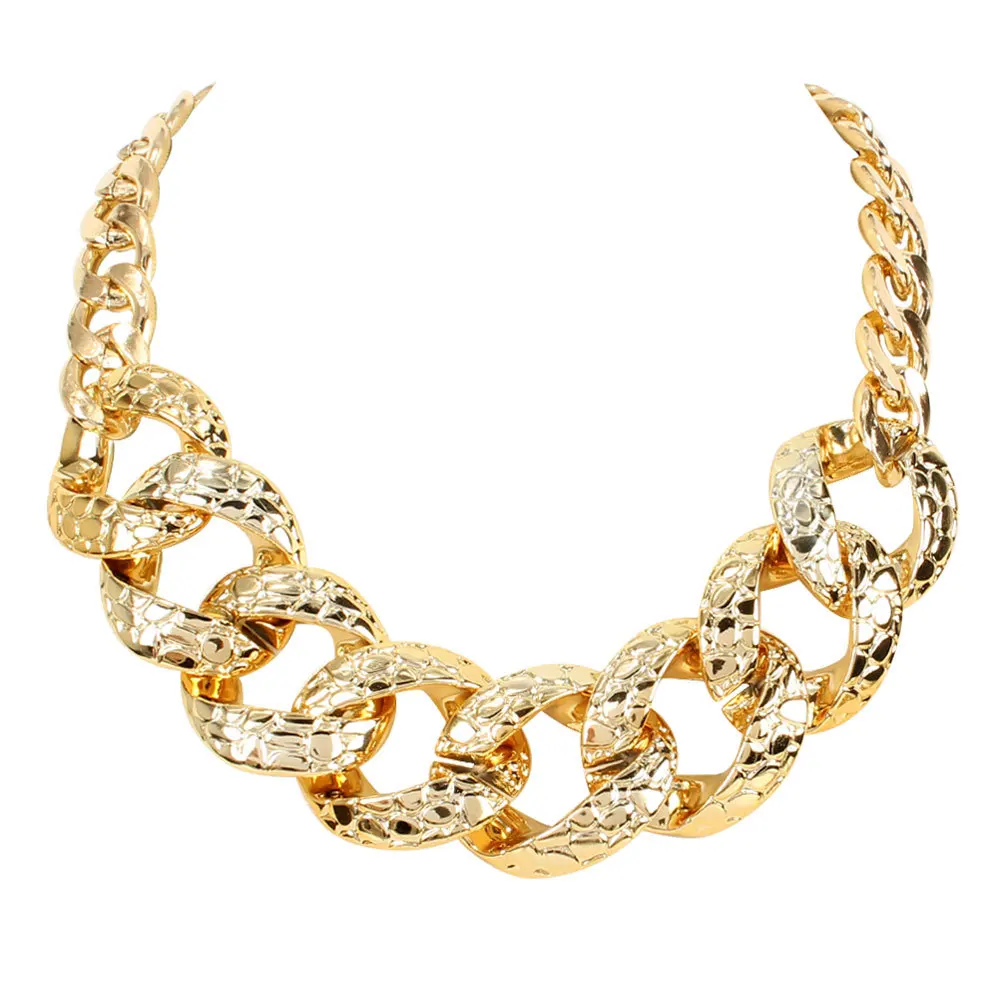

Creative high quality retro alloy women's necklace simple gold large CCB thick NECKLACE GOTHIC PUNK men's Necklace
