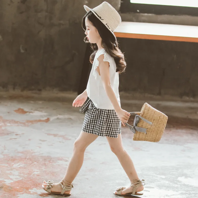 Летние Детские комплекты одежды для маленьких девочек футболка + брюки комплект