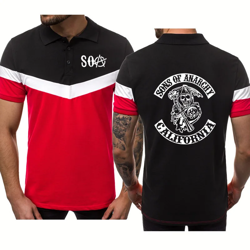 

Мужская рубашка-поло с коротким рукавом, с принтом черепа анархии