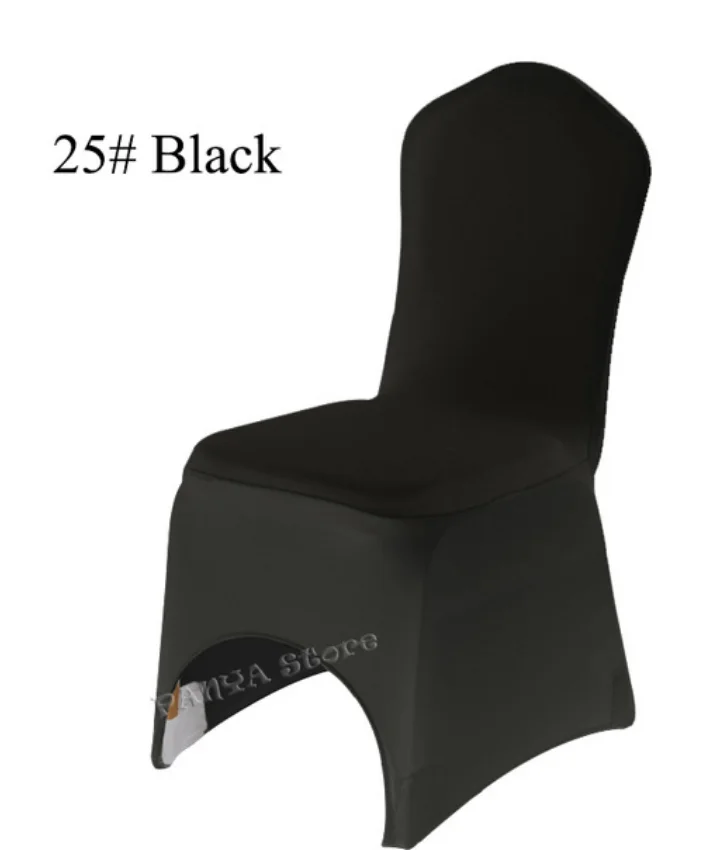 Black Arch Bottom 25, 50, 100 шт Универсальные белые эластичные чехлы на стулья из спандекса, лайкры, полиэстера, ткани для свадьбы, банкета, вечерние чехлы на стулья для отеля, столовой - Цвет: Black Arch Bottom