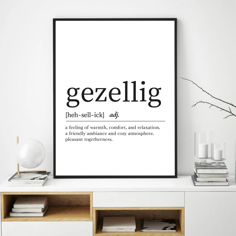 

Голландский плакат на холсте с разрешением, современный минималистский плакат с изображением гезаллига, словарь, художественная живопись, ...