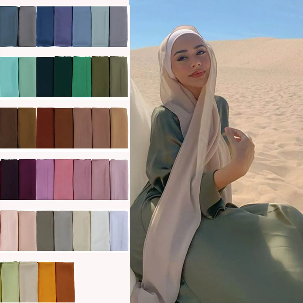 

Высококачественный плотный шифоновый хиджаб премиум-класса с хорошей строчкой, шарф, малайзийские женские шарфы, хиджабы, Длинные шаль, шал...