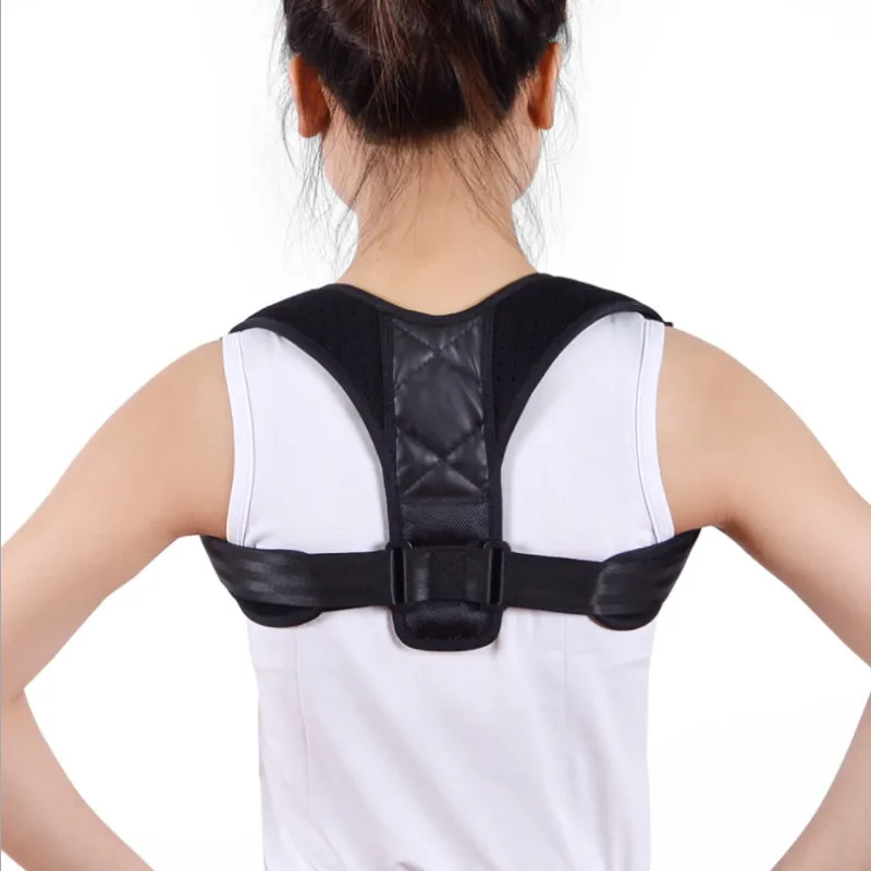 BLACK Adjustable Back Posture Corrector Clavicle Spine Back Shoulder Lumbar Brace Support Belt Posture Correction Prevents Slouching - Цвет: BLACK