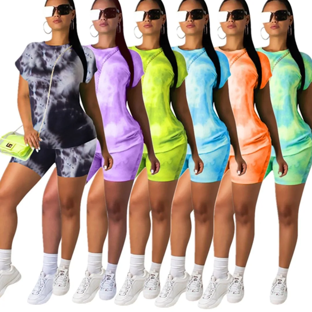 Женский спортивный костюм HAOYUAN Tie Dye из 2 предметов праздничная одежда топ с