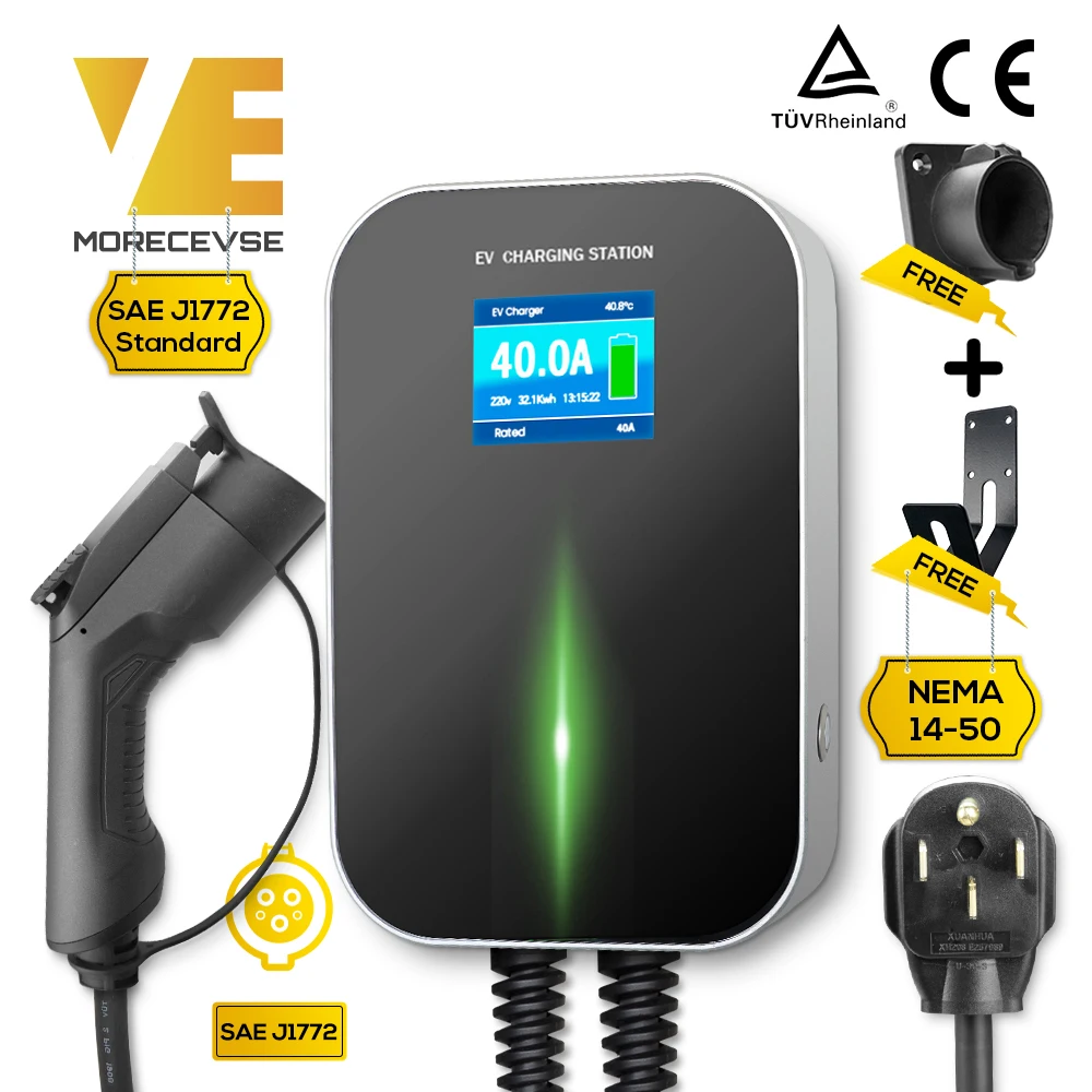 EV зарядная станция 40A Level2 зарядное устройство 220В 240В электромобиль NEMA 14 50 вилка 24