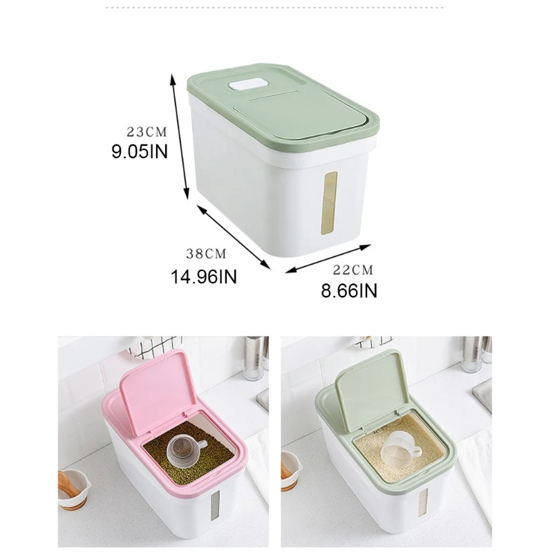 

10Kg Rice Container Transparent Storage Box Rice Cylinder Barrel Grain Bucket Insect-Proof Moisture-Proof