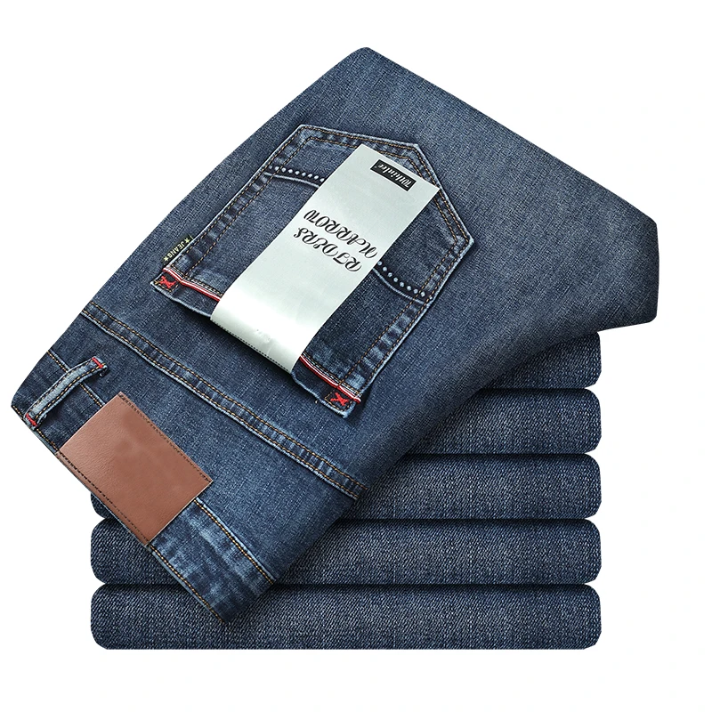 

2020 Autumn Men's 5 styles Classic Jeans Elastic Men's Stretch-fit Thin Jeans Business Casual Classic Style