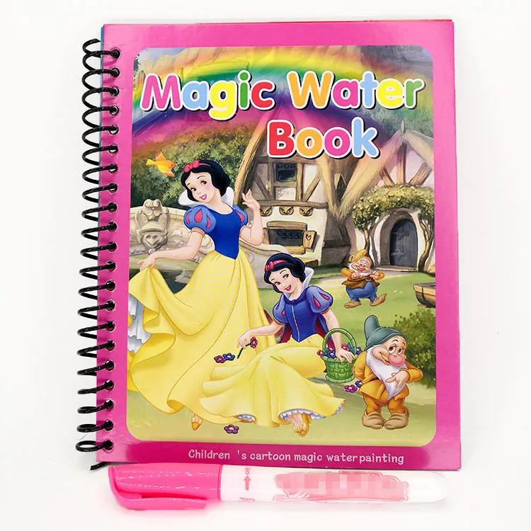 Snow White 1 шт. раскраска Единорог Фламинго волшебная ручка живопись доска для рисования детей игрушки волшебная водная рисовальная книга подарок на день рождения - Цвет: Snow White