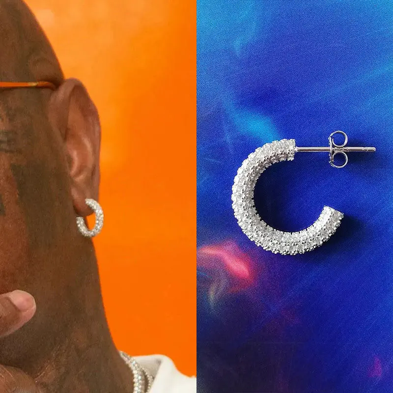 

Серьги-клипсы мужские из серебра 925 пробы в стиле хип-хоп