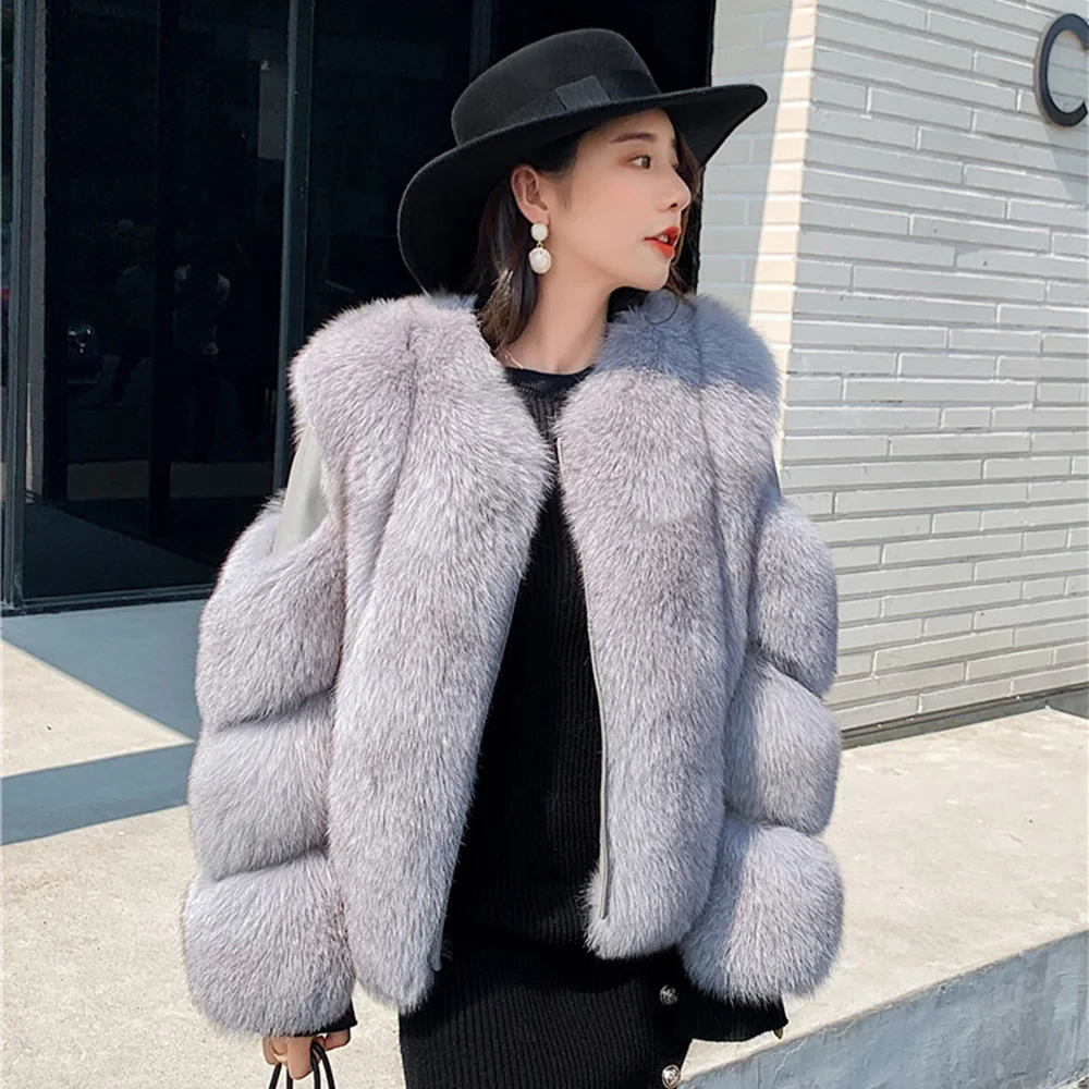 TOPFUR Real Fox Fur Coat For Women Genuine Sheepskin Natural Whole Skin Fox Fur Jackets Woman Winter Overcoats Luxury Fur Coats
