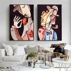 Абстрактный персонаж Пикассо, настенное искусство, Картина на холсте, скандинавские плакаты и принты, настенные картины для гостиной, украшение для дома