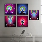 Художественные плакаты на холсте, индийская статуя Будды, медитация, 7 предметов, психоделическая Йога, богемная Настенная картина, декоративная рамка