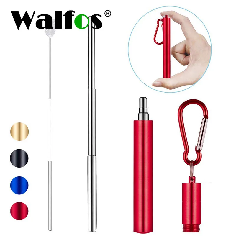 

WALFOS Stainless Steel Telescopic Drinking Straw Portable Straw For Travel Reusable Collapsible Metal Drinking Straw With Brush