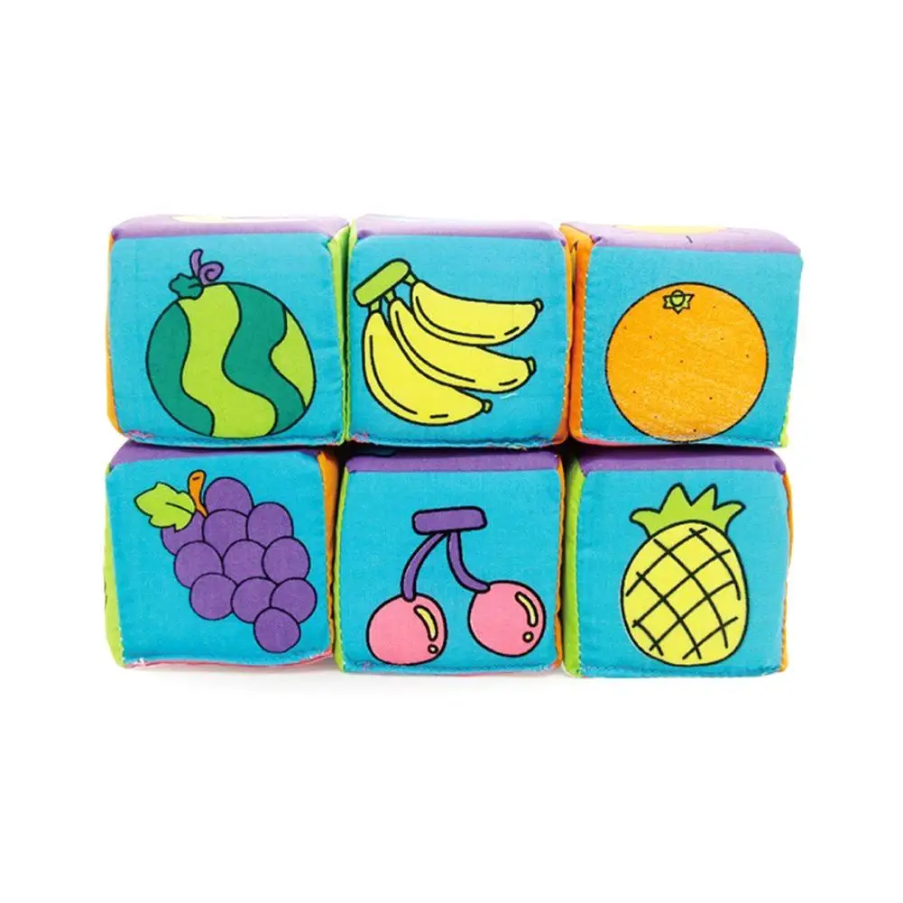 

6pcs multifunctional baby cloth building blocks rattle Soft Cubes toy