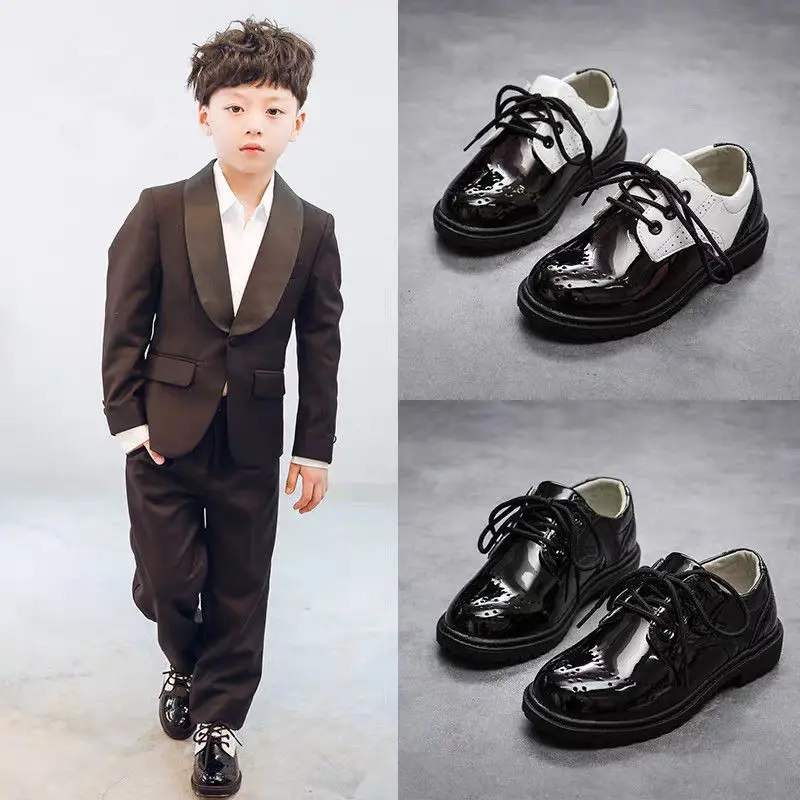 

2021 Boys'leather Shoes Spring and Autumn Soft-soled Black English Wind Children Perform Shoes Korean Version of The Children