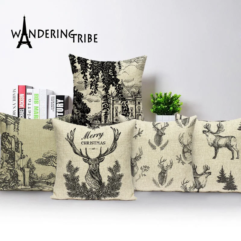 Живописный чехол для подушки в фермерском стиле декоративный виде растений и