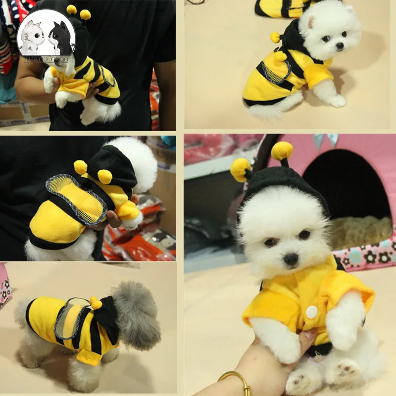 Пчелы собака одежда весело и рисунком в виде милых собачек Костюм с капюшоном для