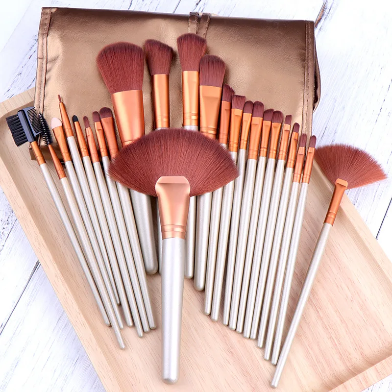 

24Pcs/Set Universal Portable Colorful Log Makeup Brush With PU Brush Bag