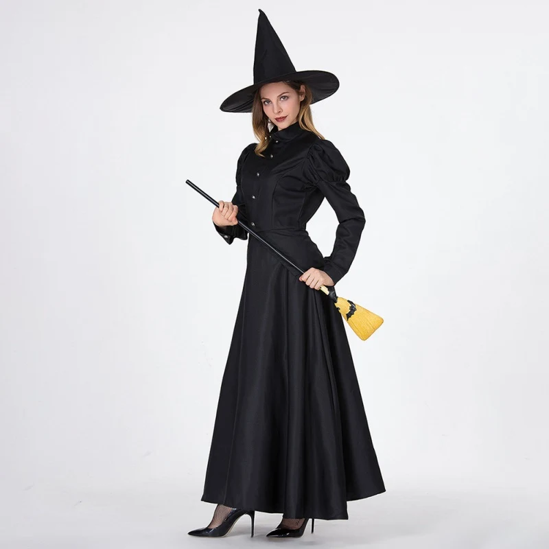 Женское платье на Хэллоуин маскарадный костюм ведьмы для взрослых черные платья