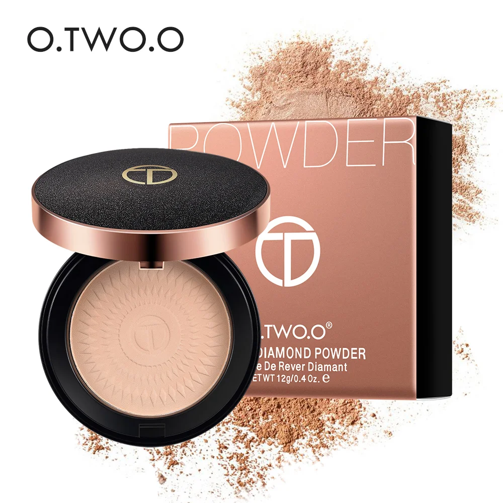 

O.TWO.O Natural Face Powder Mineral Foundations Brighten Concealer Whitening Oil-control Make Up Pressed Powder With Puff
