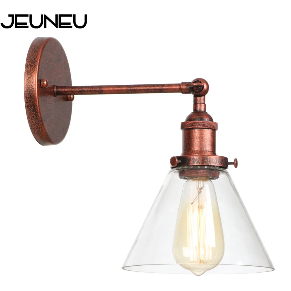 Простой железный и стеклянный светодиодный енный светильник в стиле ретро E27 110 240