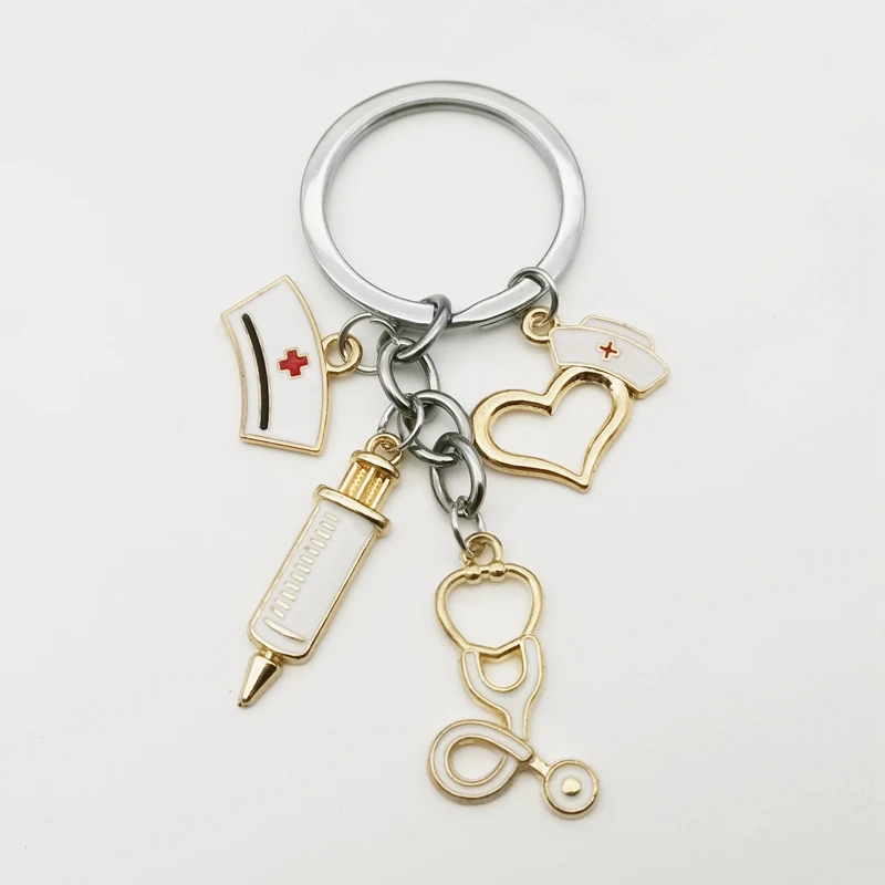 Новый медсестры колпачок медицинский брелок иглы шприц стетоскоп термометр