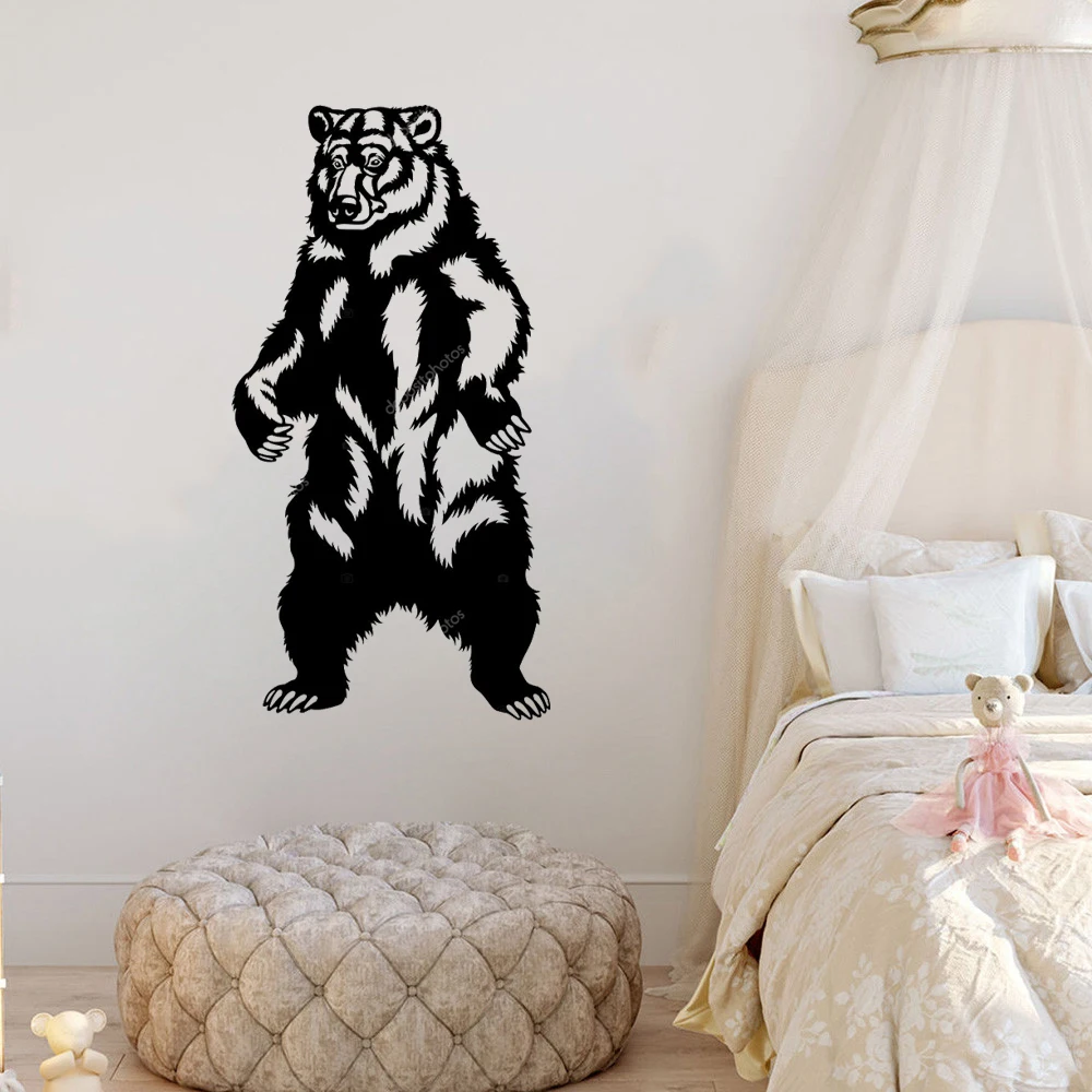 

Wild Grizzly Bear Silhouette Wall Sticker Animal Wall Decal Art Home Decoration For Living Riom Bed Room Removable DW6651