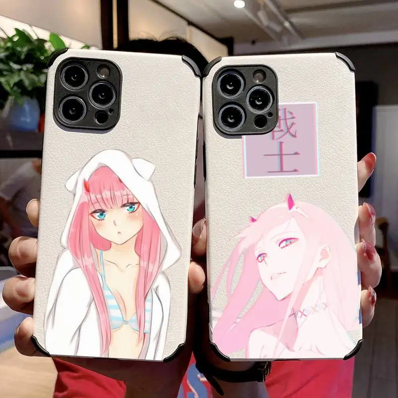 

Sexy anime girl Two zero lovely Pink PhoneCase Lambskin Leather For iphone 12 11 8 7 6 XR X XS PLUS MINI PLUS PRO MAX Shockproof
