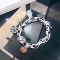 s925 sterling silver bracelet for women retro strawberry crystal clock fashion casual bracelet jewelry wholesale