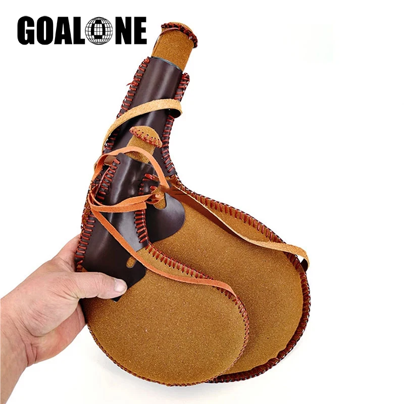 GOALONE Portable Retro Leather Hip Flask Handmade Boat Wine Bag Traditional Crafts Water Whisky Alcohol Bottle Outdoor Drinkware | Дом и сад