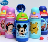 disney cute cartoon childrens thermos cup 304 stainless steel water cup baby with straw and handle to learn drinking pot