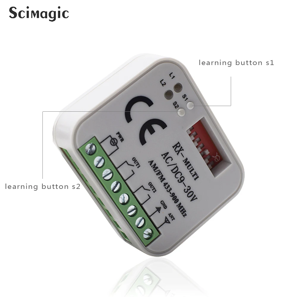 

10pcs RX-MUTIL 300MHz-900MHz 2CH Garage Door rf Receiver Remote Controller AC DC 12V 24V 9-30V Remote Control Switch 8 Dips