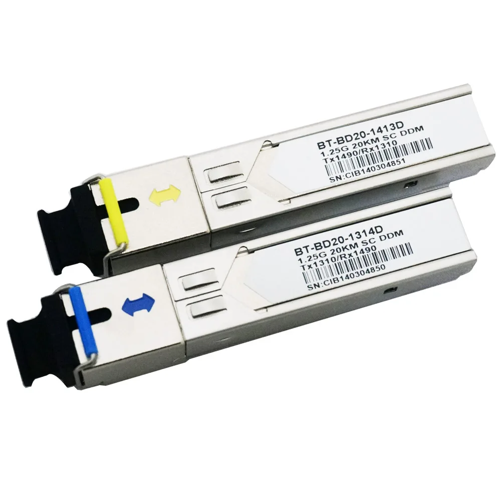 Модуль SC SFP 2 шт. гигабитный DDM BIDI mini gbic 1000 Мбит/с 60 км волоконный трансивер
