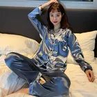 Женский Атласный пижамный комплект размера плюс, 2 шт., рубашка и брюки, повседневный Пижамный костюм, одежда для сна с длинным рукавом для пар, ночная рубашка 3XL, 4XL, 5XL