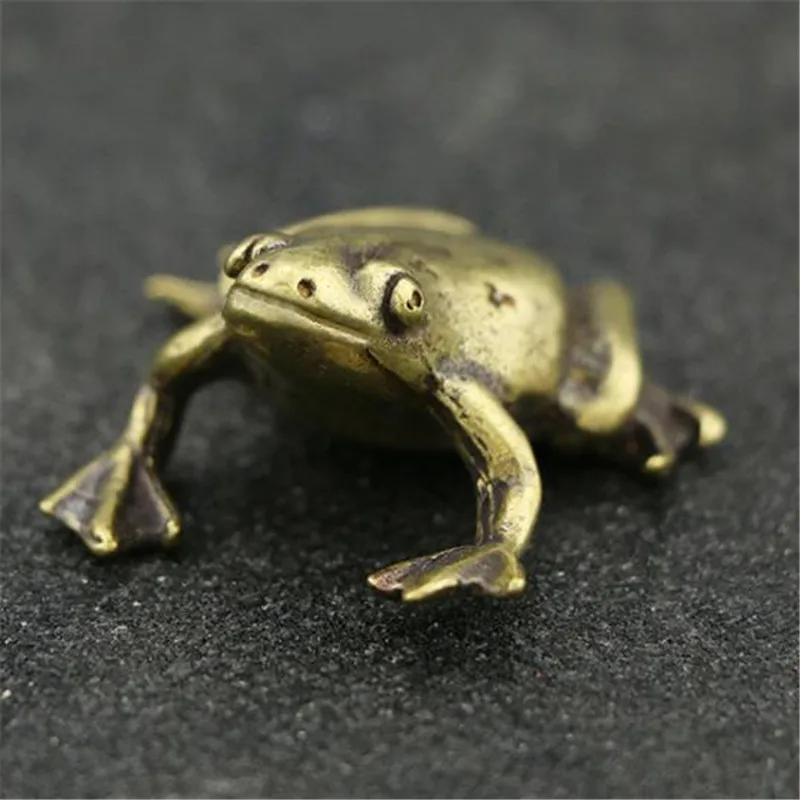 

3D Brass Frog Casting Statue Mini Animal Metal Figurine Home Decor Desktop Crafts Sculpture Decoration Pendants Gifts