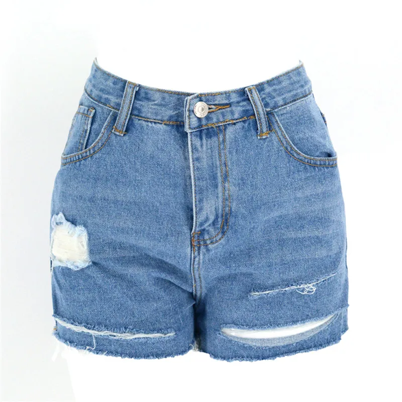 

Women’s Fashion Distressed Tassel Jeans Personality Solid Color Ripped High-waist Denim Shorts
