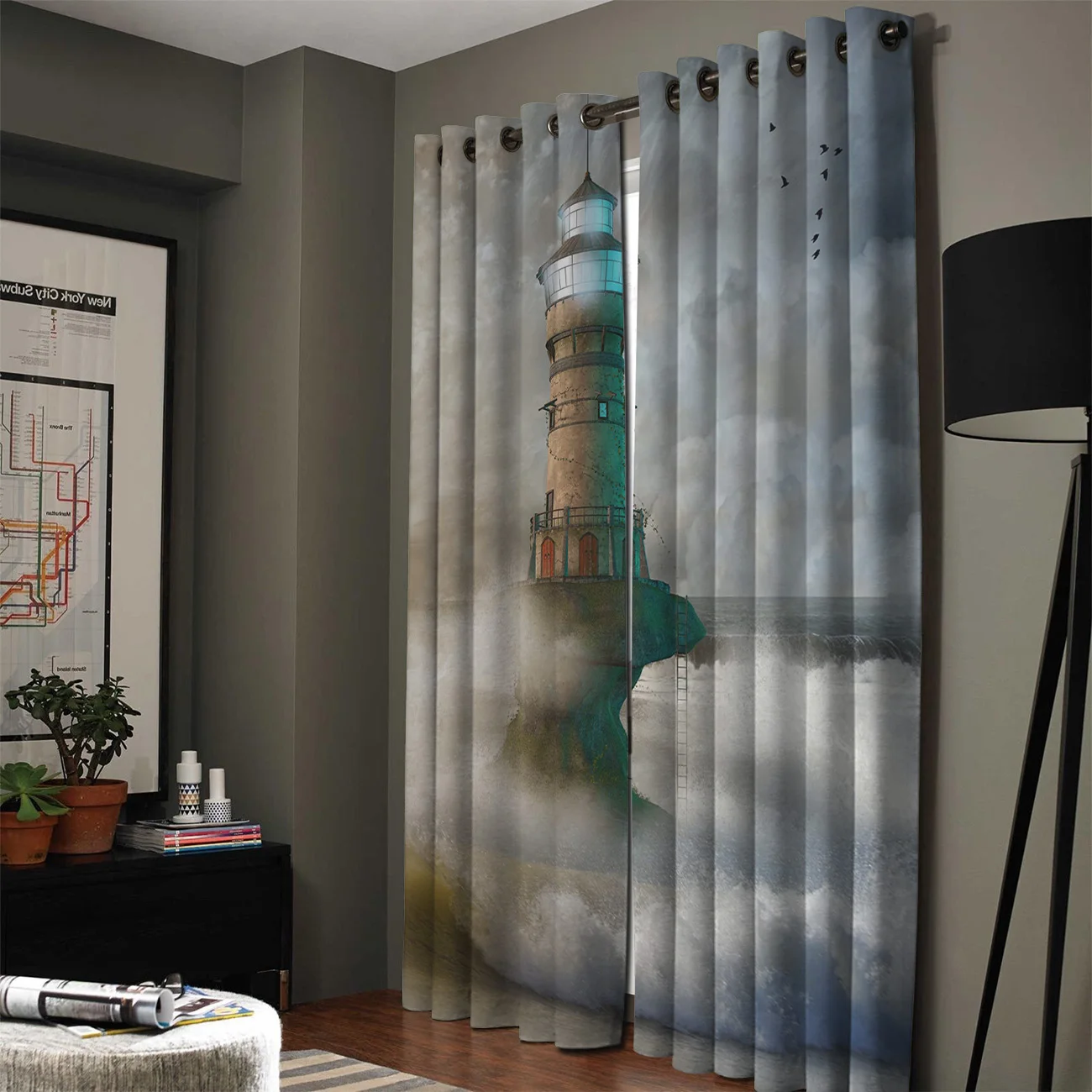 Пейзаж маяк облака океан занавески для обработки окон жалюзи на окна гостиной