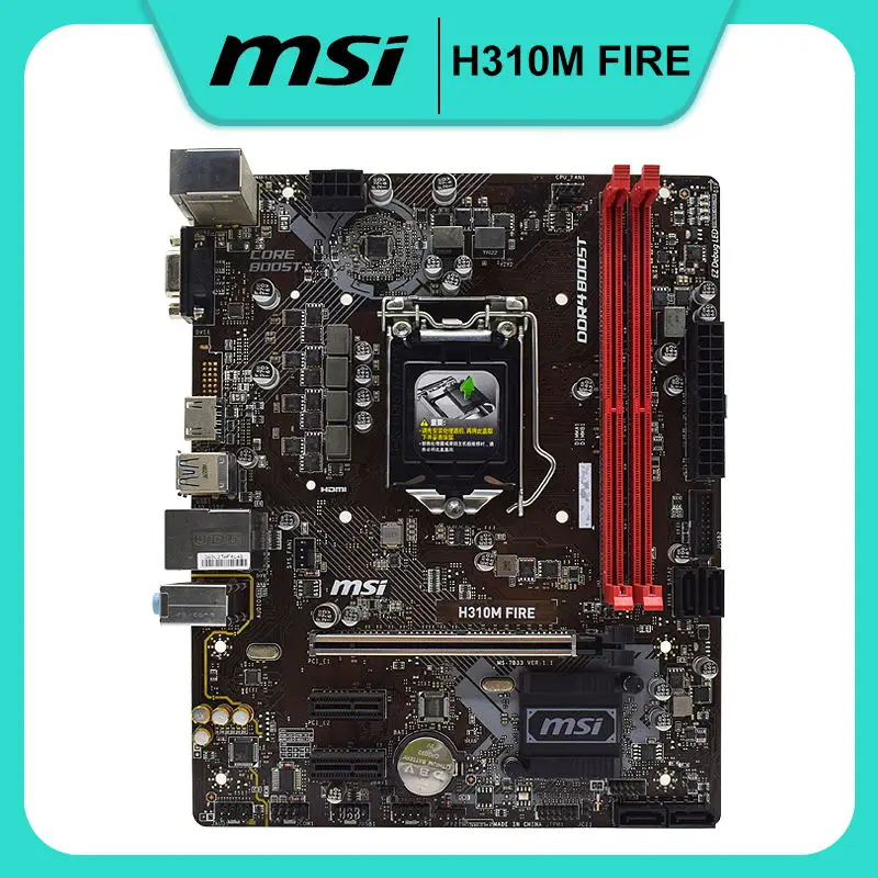 

Материнская плата MSI H310M FIRE 1151, материнская плата DDR4 Intel H310 32 Гб RAM Core i7 i5 i3 процессор PCI-E 3,0 USB3.1 VGA HDMI Micro ATX