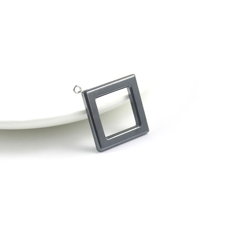 1 шт. черный гематит квадратная рамка ожерелье кулон натуральный камень DIY