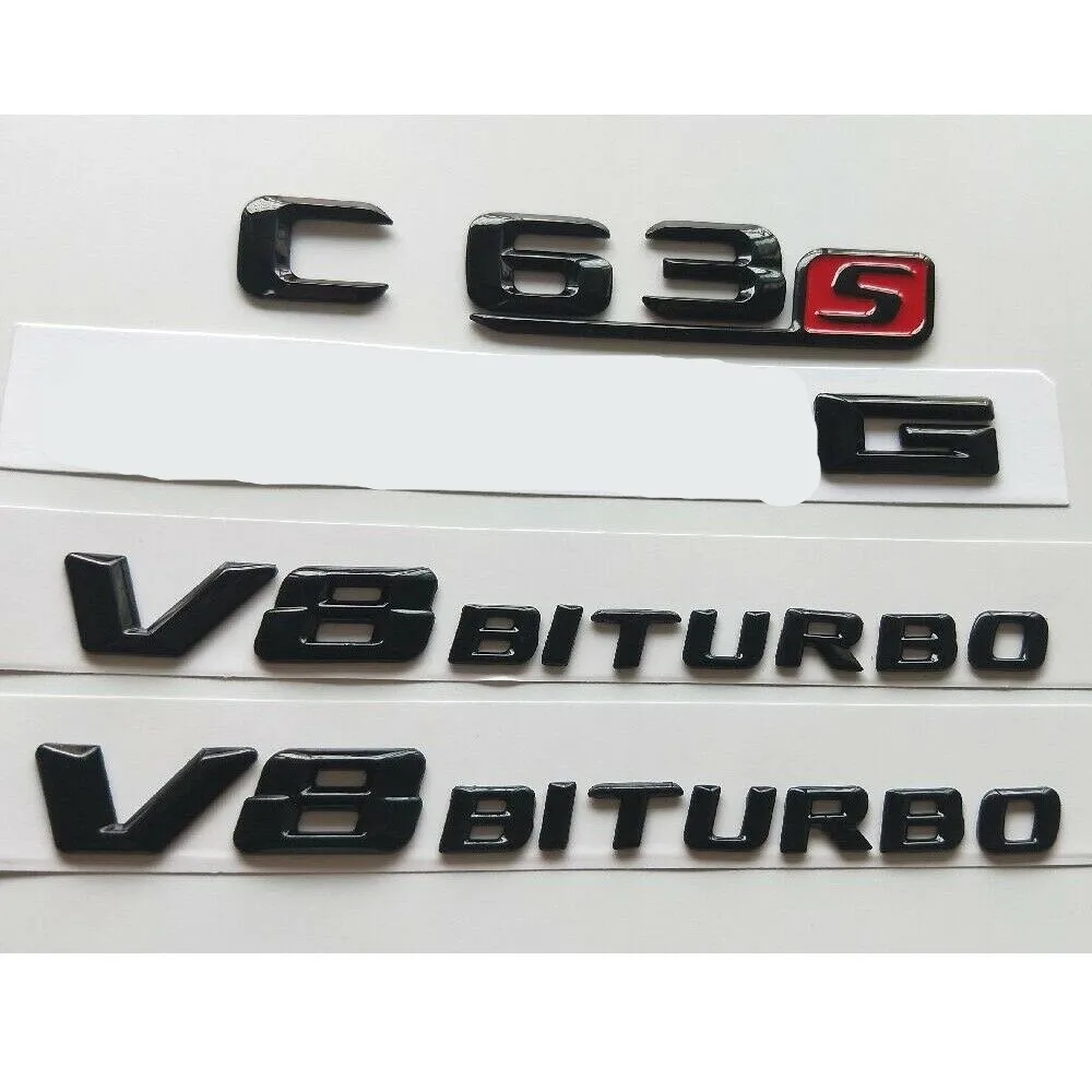Глянцевые черные 3D буквы C63s Для AMG V8 BITURBO эмблемы W204 W205 |