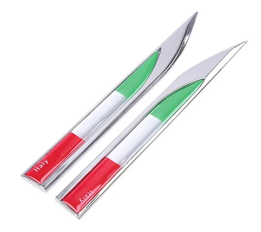 

Pair Metal Italy Flag Car Fender Knife Emblem Skirts Badge Decals Sticker