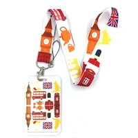 british bus england style anime lanyard badge holder id card lanyards mobile phone rope key lanyard neck straps