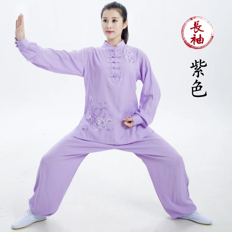 

Women Tai Chi Kungfu Uniforms Linen Embroidery Loose Sweatshirt+pant Jogger Outfit Casual Meditation Martial Arts Set Sport Suit