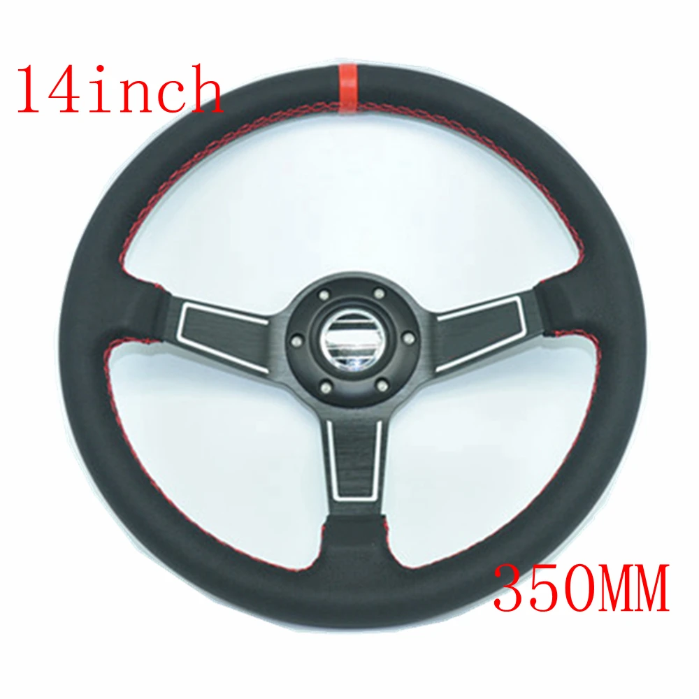 Черный руль из натуральной кожи ND для тюнинга и дрифта 14 дюймов 350 мм Гоночное
