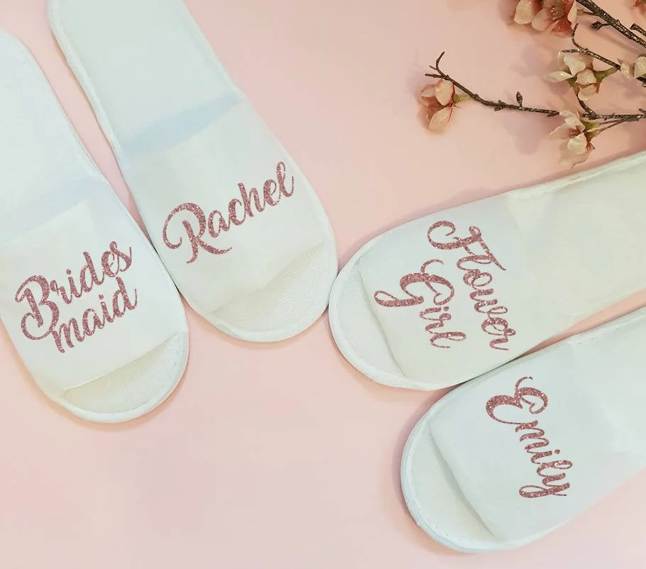 Индивидуальный подарок на день рождения свадебные шлепанцы для невесты девичьи