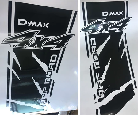 gloss black 2 шт power paw off road 4X4 задняя коробка кровать полоса графическая виниловая Автомобильная наклейка для isuzu d-max CABINE CREW 4X4 - Название цвета: gloss black
